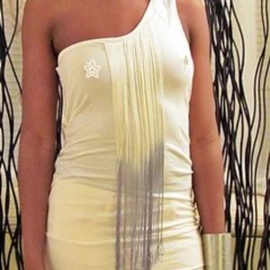 Butter Yellow One Shoulder Tank with Tassels